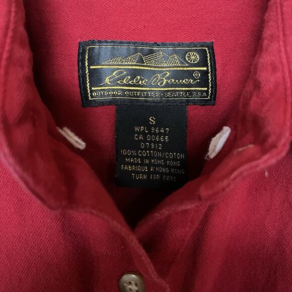 Vintage Eddie Bauer Men's Shirt 100% Cotton Red Size Small 00665 WPL 9647 - Picture 2 of 8